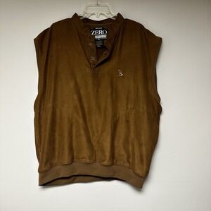 Zero Restriction Golf Vest Mens Large Brown Excellent Microsuede 4093 3144